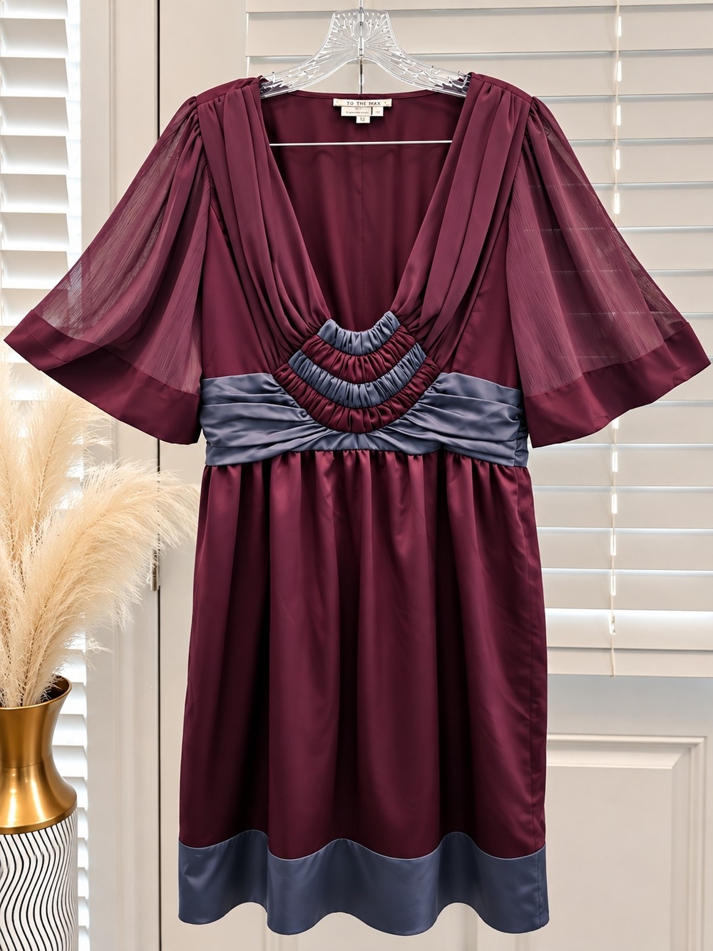 To the Max Wine Dress with Slate Accents
